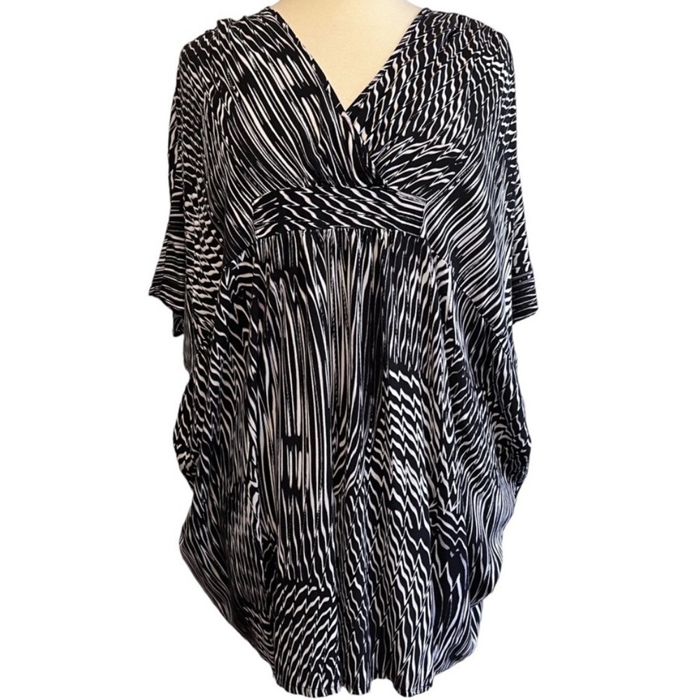 Natori Black White Abstract Cover Up Women Viscose Size M A006427